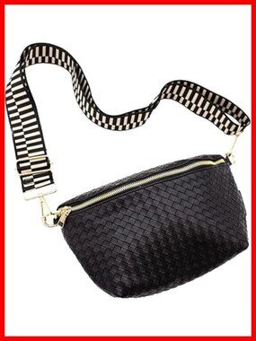 Woven Vegan Leather Crossbody Bag Women Sling Handbag